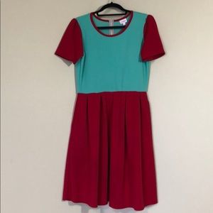 Red and teal XL Lularoe Amelia a-line Dress